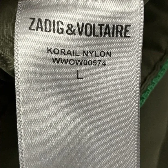 Zadig Voltaire Coat Womens Sz L Green Hooded Puffer Stand Collar Mid Length - Picture 7 of 9